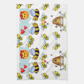 Miel abeille noir blanc serviette de cuisine décor (Vertical)