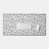 Miel abeilles et fleurs Liberty Motif noir blanc (Clavier et souris)