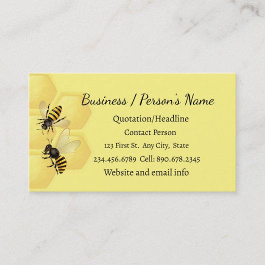 Miel Apiary Business Carte de visite personnalisé (Devant)