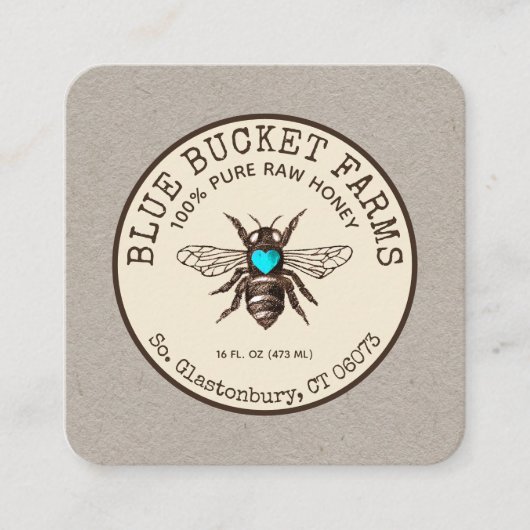Miel Bee Beekeeper Kraft Carré Carte de visite (Devant)