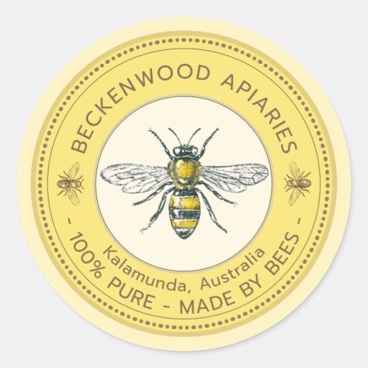 Miel Bee Étiquette Apiary (Devant)