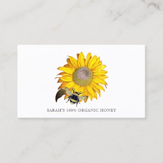 Miel Bee Sunflower Beekeeper Carte de visite aérie (Devant)