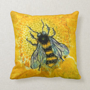Miel Bee tournesol or jaune ambre coussin