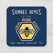 Miel Carte de visite Hexagon Honeybee sur bleu (Devant)