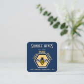 Miel Carte de visite Hexagon Honeybee sur bleu (Debout devant)