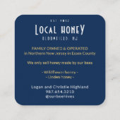 Miel Carte de visite Hexagon Honeybee sur bleu (Dos)