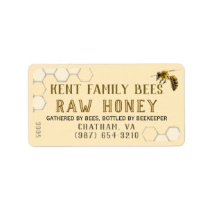 Miel cru Étiquette Honeycomb & Bee