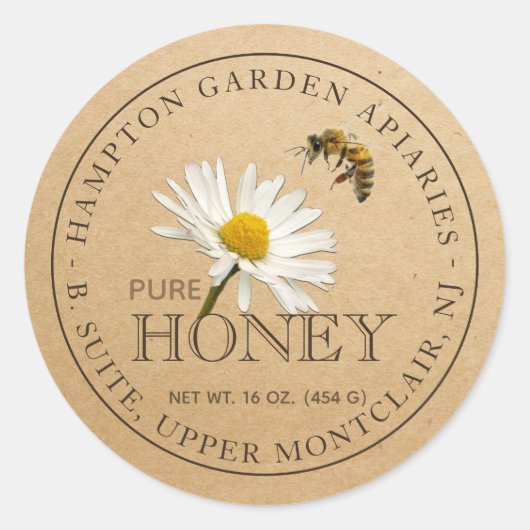 Miel Editable Daisy Flower Honey Jar Étiquette (Devant)