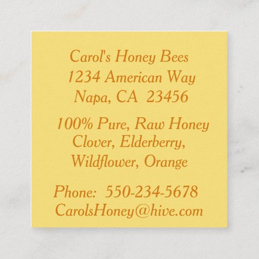 Miel et Fleurs Carte de visite Apiaire de miel fra (Dos)