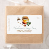 Miel et pot de miel Étiquette d'affaires de miel (En situation)