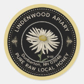 Miel Étiquette Black Bee Daisy Beekeeper Apiary (Devant)