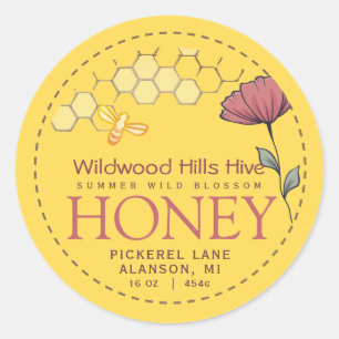 Miel Étiquette Fleur sauvage Bee et Honeypeb Yelll