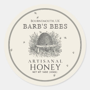 Miel ivoire Étiquette Vintage Skep avec abeilles