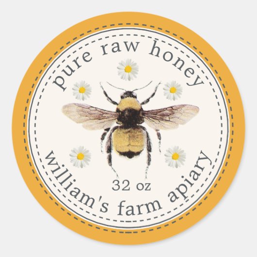 Miel Jar Étiquette Apière Apière Jaune Mellow (Devant)