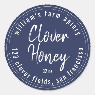Miel Jar Étiquette Honeybee Apiary Dark Blue