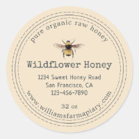 Miel Jar Étiquette Honeybee Apiary Off-White