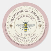 Miel jaune Miel Étiquette Abeille Rose frontière (Devant)