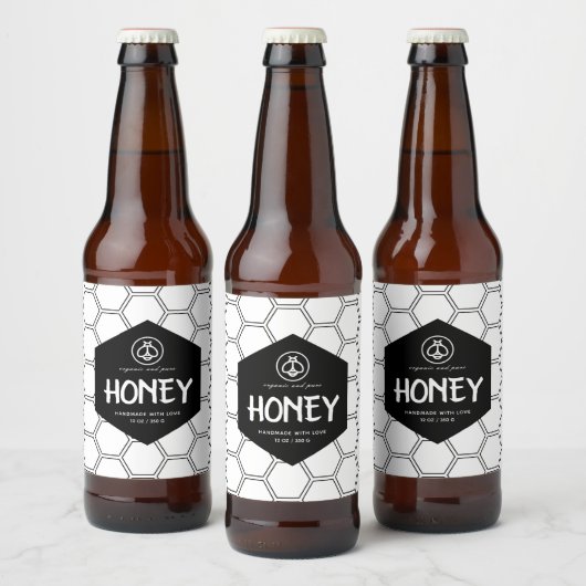 Miel noir et blanc produit Étiquette de pot (Bouteilles)