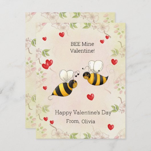 Mienne l'abeille de la Saint-Valentin !  Carte de  (Devant / Derrière)