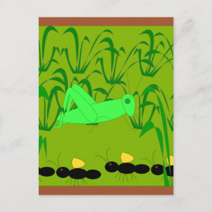 mier en sprinkhaan briefkaart