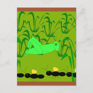 mier en sprinkhaan briefkaart