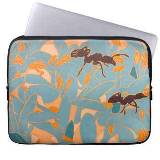 Mieren met blauwe bloemen Australische Flora Laptop Sleeve