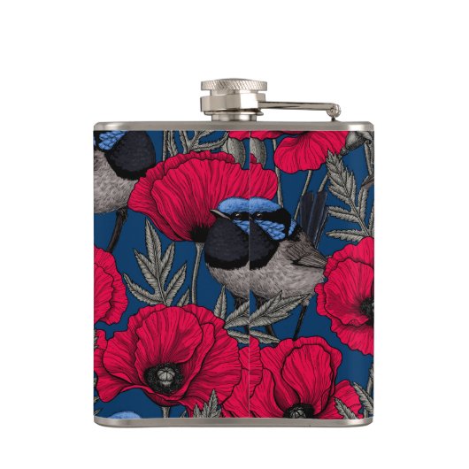 Mierkanen en papavers heupfles (Achterkant)