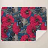 Mierkanen en papavers sherpa deken (Voorkant (horizontaal))