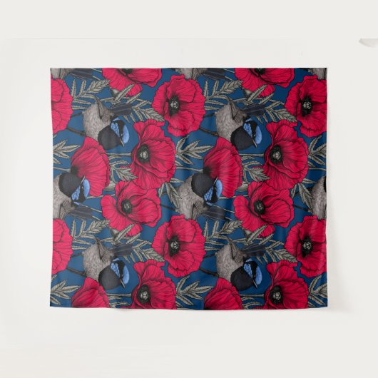 Mierkanen en papavers wandkleed (Voorkant (horizontaal))