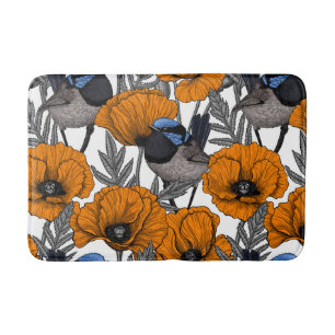 Mierkannen en oranje papaverbloemen 2 badmat