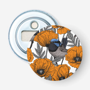 Mierkannen en oranje papaverbloemen 2 button flesopener