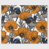 Mierkannen en oranje papaverbloemen 2 cadeaupapier (Vlak)