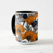 Mierkannen en oranje papaverbloemen 2 mok (Voorkant links)