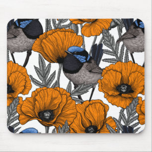 Mierkannen en oranje papaverbloemen 2 muismat