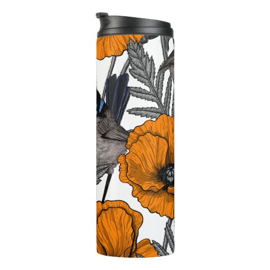 Mierkannen en oranje papaverbloemen 2 thermosbeker (Geroteerd rechts)