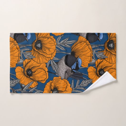 Mierkannen en oranje papaverbloemen bad handdoek (Handdoek)