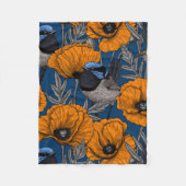 Mierkannen en oranje papaverbloemen fleece deken (Voorkant)