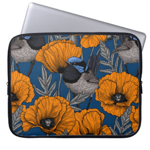 Mierkannen en oranje papaverbloemen laptop sleeve