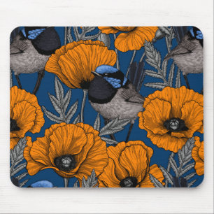Mierkannen en oranje papaverbloemen muismat
