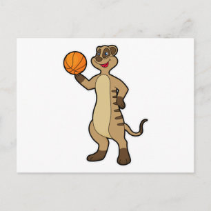 Mierkat bij Basketbal Sporten Briefkaart