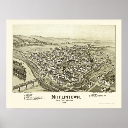 Mifflintown, PA Panoramic Map - 1895 Poster (Voorkant)