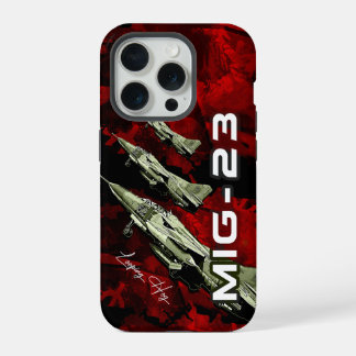 MIG23 Sovie Union Fighterjet vliegtuig telefoonhoe iPhone 15 Pro Hoesje