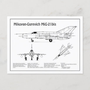 MiG-21 bis - Vliegtuigblauwdruk plannen BD Briefkaart