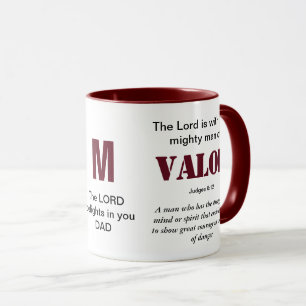 MIGHTS MAN VAN VALOR Christelijk rood monogram Mok
