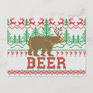 Mighty Beer Deer Beer Kerstmis Jumper Knit Style Feestdagenkaart