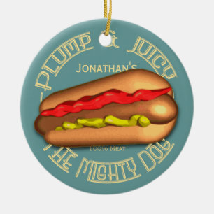 Mighty Dog Hotdog Persoonlijk Keramisch Ornament