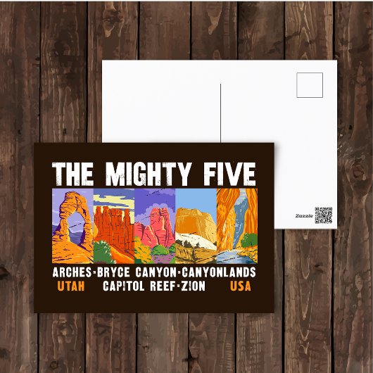 Mighty Five Utah National Parks List Briefkaart