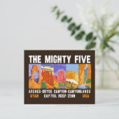 Mighty Five Utah National Parks List Briefkaart (Staand voorkant)