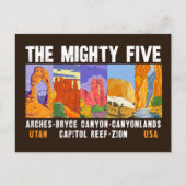 Mighty Five Utah National Parks List Briefkaart (Voorkant)