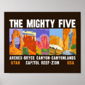 Mighty Five Utah National Parks List Poster (Voorkant)
